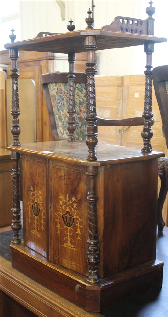 Victorian walnut and marquetry whatnot/cabinet